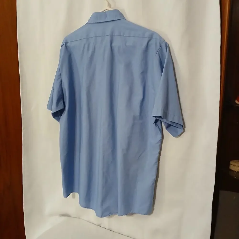 Vntg Red Kap Work Shirt Short Sleeve Blue 90s Grunge Mechanic Workcore Sz 17 1/2